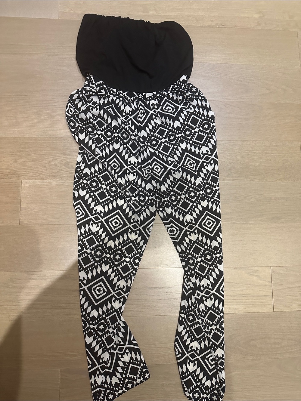 Xhilaration Black & White Aztec Strapless Jumpsuit Romper